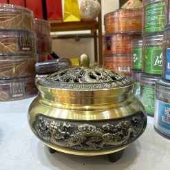 Lư Đồng 3 Chân Họa Tiết - Loại lớn